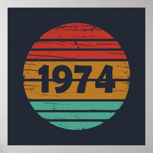 1974生まれ年のヴィンテージ誕生会 ポスター (正面)