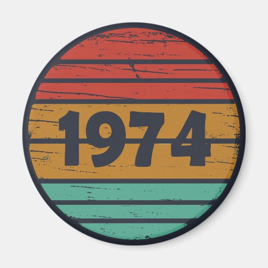 1974生まれ年のヴィンテージ誕生会 マグネット (正面)