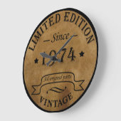 1974生まれ年のヴィンテージ誕生日ギフト ラージ壁時計 (傾斜)
