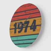 1974生まれ年のヴィンテージ誕生日ギフト ラージ壁時計 (傾斜)