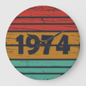 1974生まれ年のヴィンテージ誕生日ギフト ラージ壁時計 (正面)