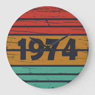 1974生まれ年のヴィンテージ誕生日ギフト ラージ壁時計