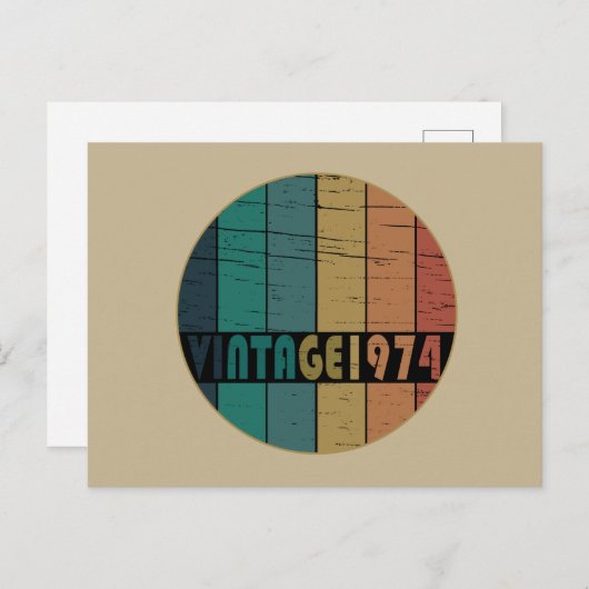 1974生まれ年のヴィンテージ シーズンポストカード (正面/裏面)