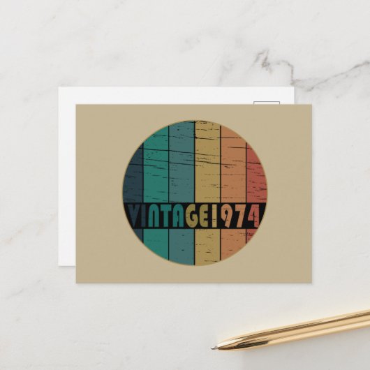 1974生まれ年のヴィンテージ シーズンポストカード (正面/裏面インサイチュ)