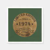 1974生まれ年のヴィンテージ スタンダードカクテルナプキン (正面)