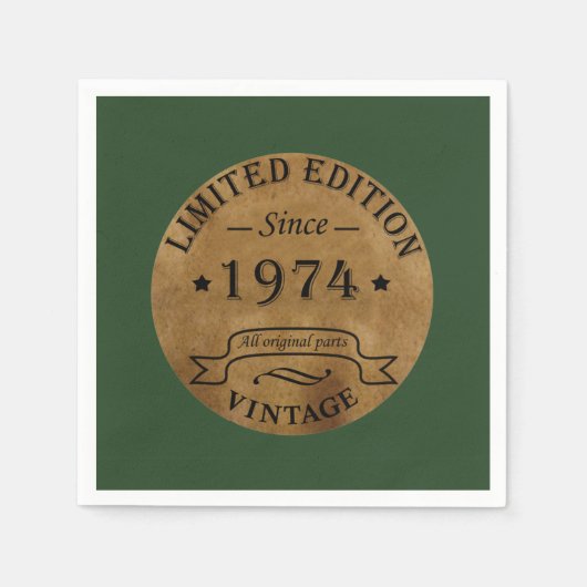 1974生まれ年のヴィンテージ スタンダードカクテルナプキン (正面)