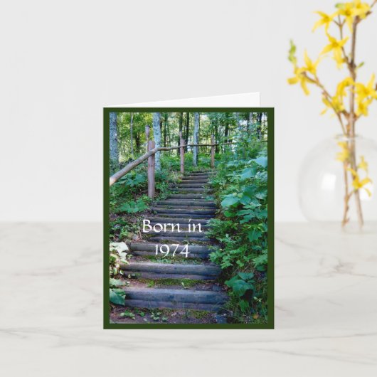 1974生まれ年の誕生日おもしろい事実 カード (黄色い花)