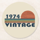 1974生まれ年ヴィンテージ50歳の誕生日パーティー ラウンドペーパーコースター (正面)