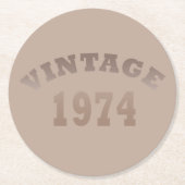 1974生まれ年ヴィンテージ50歳の誕生日パーティー ラウンドペーパーコースター (正面)