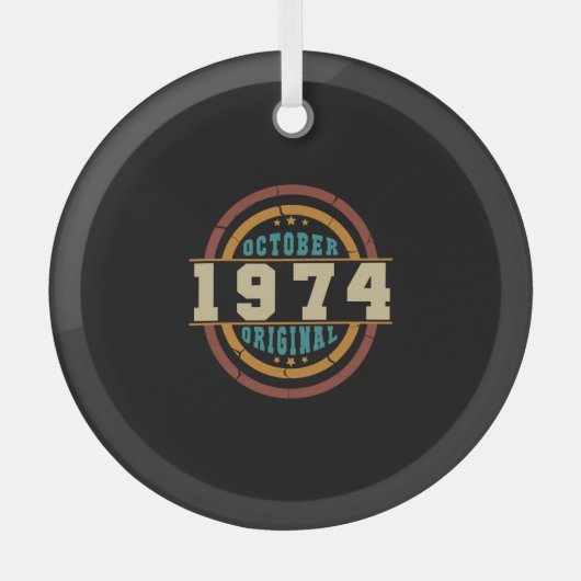 1974生まれ年10月元レトロ ガラスオーナメント (正面)