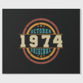 1974生まれ年10月元レトロ ラッピングペーパー (フラット)