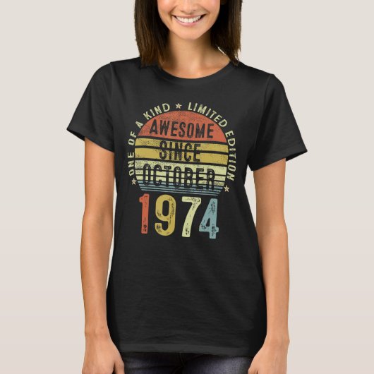 1974素晴らし年10月以来48歳48誕生 Tシャツ (正面)