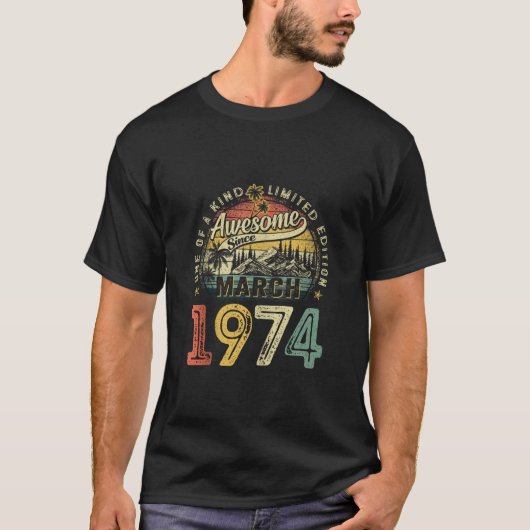 1974素晴らし年3月ヴィンテージ50th誕生日GIF Tシャツ (正面)