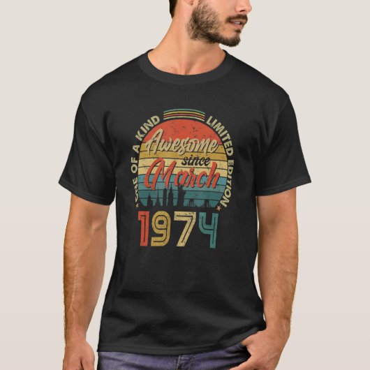 1974素晴らし年3月以来ヴィンテージ48誕生日 Tシャツ (正面)