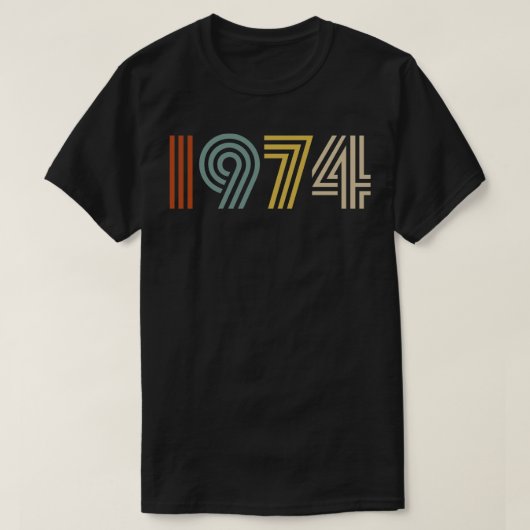 1974誕生年レトロスタイル1 Tシャツ (デザイン正面)