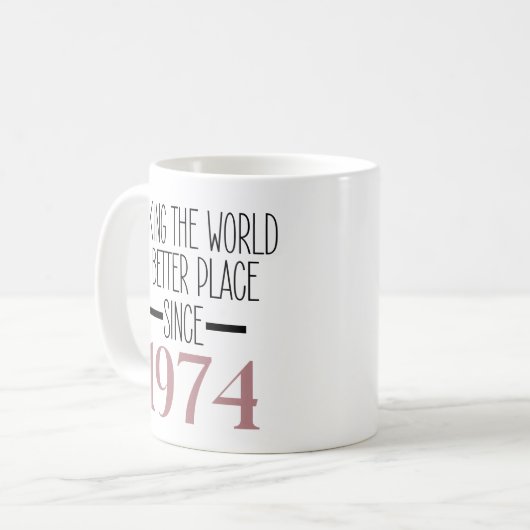1974誕生日50歳のギフト女性マグカップ コーヒーマグカップ (正面左)