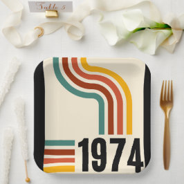 1974 レトロ ヴィンテージ ポスター 50歳の誕生日 ペーパープレート