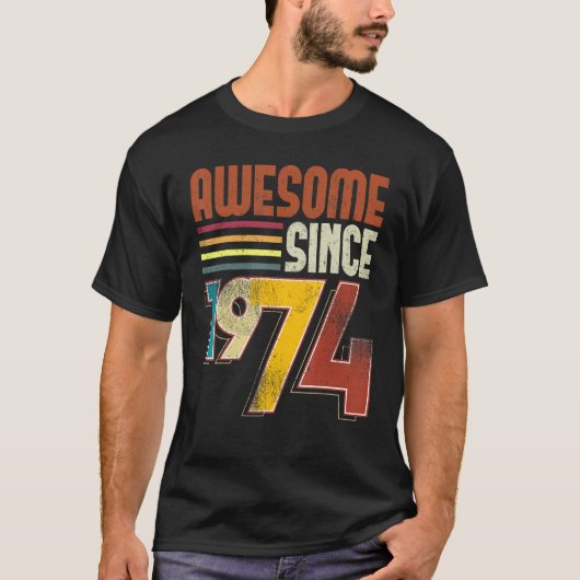 1974 49素晴らし番目の誕生日レトロヴィンテージ Tシャツ (正面)