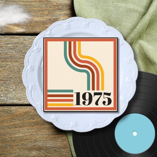 1975レトロストライプヴィンテージオレンジ スタンダードランチョンナプキン