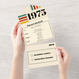 1975レトロヴィンテージポスター50誕生日ブラック オールインワン招待状