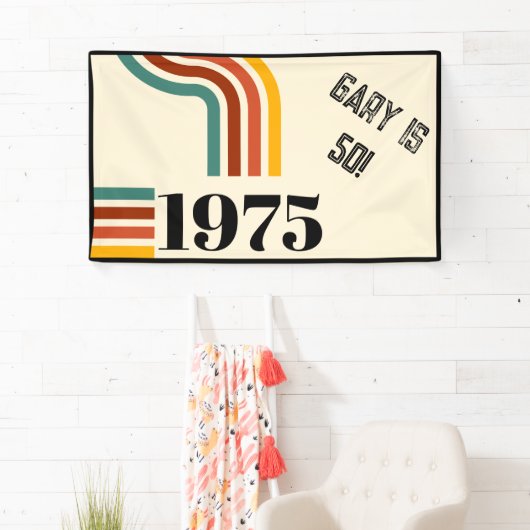 1975レトロヴィンテージポスター50誕生日ブラック 横断幕 (インサイチュ)
