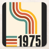 1975レトロヴィンテージポスター50誕生日 スクエアペーパーコースター (正面)