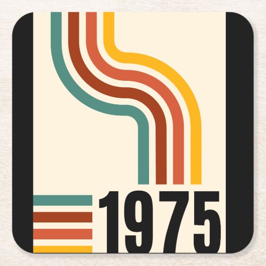 1975レトロヴィンテージポスター50誕生日 スクエアペーパーコースター (正面)