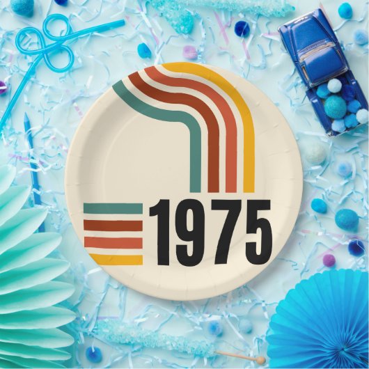 1975レトロヴィンテージポスター50誕生日 ペーパープレート (パーティー)