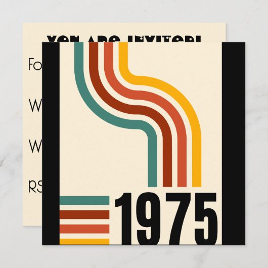 1975レトロヴィンテージポスター50誕生日 招待状 (正面/裏面)