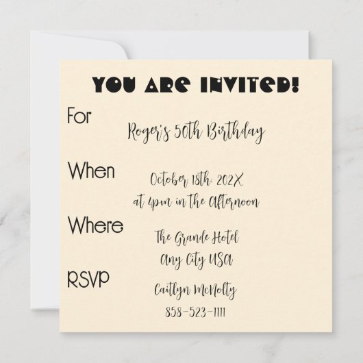 1975レトロヴィンテージポスター50誕生日 招待状 (裏面)