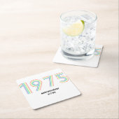 1975レトロヴィンテージレインボー数字50誕生日 スクエアペーパーコースター (インサイチュ)