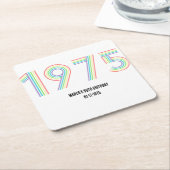 1975レトロヴィンテージレインボー数字50誕生日 スクエアペーパーコースター (アングル)