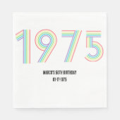 1975レトロヴィンテージレインボー数字50誕生日 スタンダードランチョンナプキン (正面)