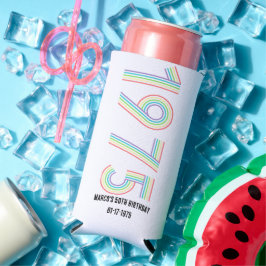 1975レトロヴィンテージレインボー数字50誕生日 スリム缶クーラー