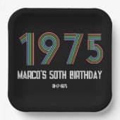 1975レトロヴィンテージレインボー数字50誕生日 ペーパープレート (正面)