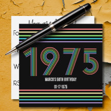 1975レトロヴィンテージレインボー50th誕生日ブラック