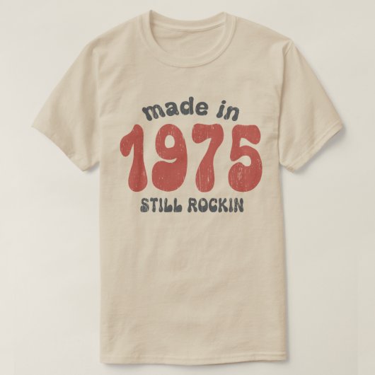 1975年に作られたまだ揺れるヴィンテージ数 Tシャツ (デザイン正面)