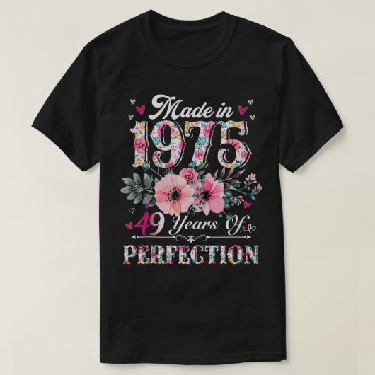 1975年に作られた49歳フローラ49誕生日ギフト Tシャツ (デザイン正面)