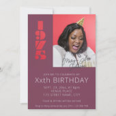 1975年の紫生まれの50歳の誕生日の写真 招待状 (正面)