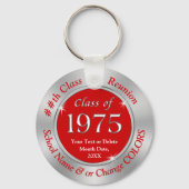 1975年の赤と銀のクラスがパーソナライズされたキーホルダー キーホルダー (正面)