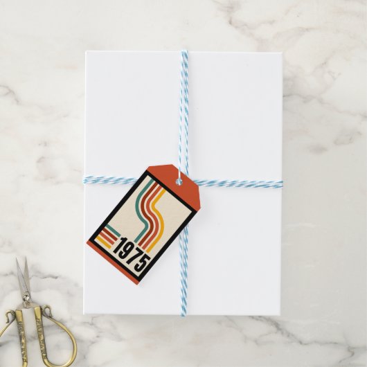 1975年レトロストライプヴィンテージポスター ギフトタグ (より糸付き)