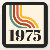 1975年レトロストライプヴィンテージポスター スクエアペーパーコースター (正面)