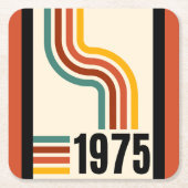 1975年レトロストライプヴィンテージポスター スクエアペーパーコースター (正面)