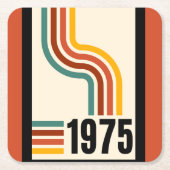 1975年レトロストライプヴィンテージポスター スクエアペーパーコースター (正面)