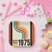 1975年レトロストライプヴィンテージポスター ペーパープレート (パーティー)