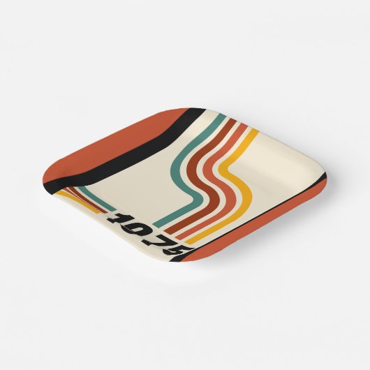 1975年レトロストライプヴィンテージポスター ペーパープレート (傾斜あり)