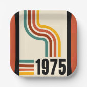 1975年レトロストライプヴィンテージポスター ペーパープレート (正面)