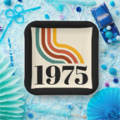 1975年レトロストライプヴィンテージポスター ペーパープレート (パーティー)