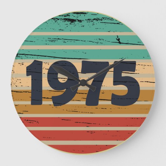 1975年生まれのヴィンテージ誕生日ギフト ラージ壁時計 (正面)