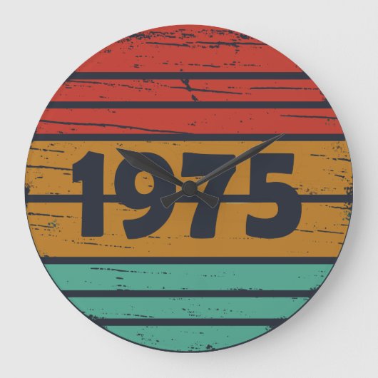 1975年生まれのヴィンテージ誕生日ギフト ラージ壁時計 (正面)